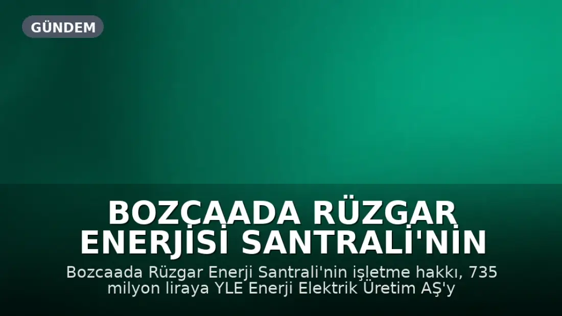 Bozcaada Rüzgar Enerjisi Santrali'nin İşletme Hakkı 735 Milyon Liraya Özelleştirildi