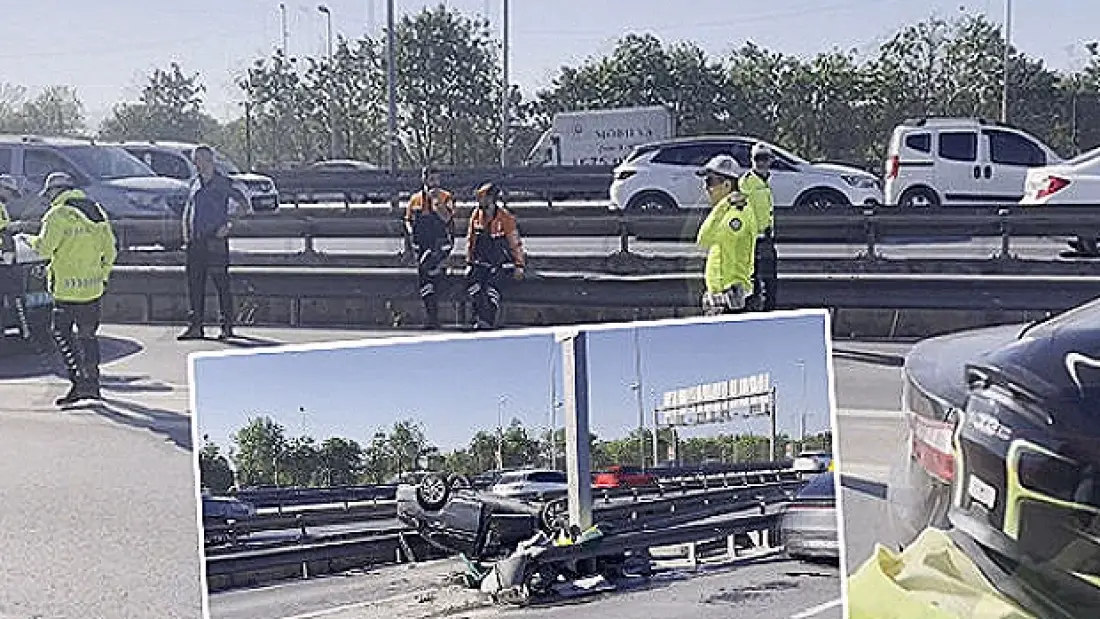 D-100 Karayolu'nda Trafik Kazası: Otomobil Takla Attı