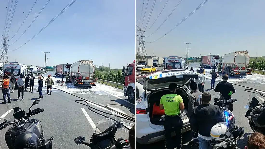 Esenyurt TEM Otoyolu'nda Tanker ve TIR Çarpıştı