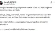 İçişleri Bakanı Mustafa Çiftçi Malatya Depremi Sonrası: "Olumsuz Bir Durum Bulunmamaktadır"