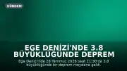 Ege Denizi'nde 3.8 Büyüklüğünde Deprem Meydana Geldi