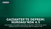 Gaziantep'te Deprem: Nurdağı'nda 4.5 Büyüklüğünde Sarsıntı