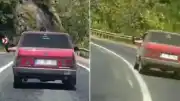 Karabük-Zonguldak Yolunda Tehlikeli Sürüş: Otomobil Sürücüsü Ayaklarını Camdan Çıkardı