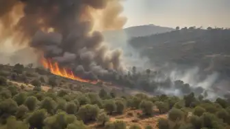 Girit'te Yangın Söndürme Çalışmaları Devam Ediyor, Tahliye Talimatı Verildi