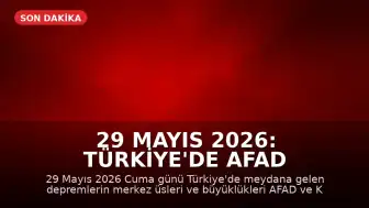 29 Mayıs 2026: Türkiye'de AFAD ve Kandilli Rasathanesi Son Depremler Verileri