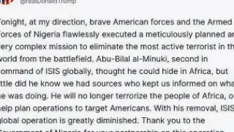 ABD Başkanı Trump: DEAŞ'ın Küresel İkinci Komutanı Öldürüldü