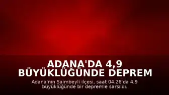 Adana'da 4,9 Büyüklüğünde Deprem Meydana Geldi
