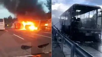 Antalya-İstanbul Seferini Yapan Otobüs Otoyolda Alev Aldı