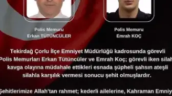 Çorlu'da Görev Başındaki İki Polis Memuru Şehit Oldu