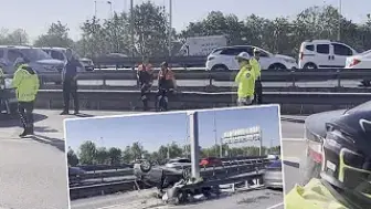 D-100 Karayolu'nda Trafik Kazası: Otomobil Takla Attı