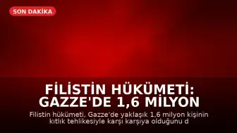 Filistin Hükümeti: Gazze'de 1,6 Milyon Kişi Kıtlık Tehlikesi Altında
