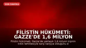 Filistin Hükümeti: Gazze'de 1,6 Milyon Kişi Kıtlık Tehlikesi Altında
