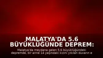 Malatya'da 5.6 Büyüklüğünde Deprem: Bir Çocuk Son Anda Kurtarıldı