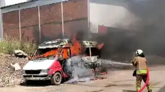 Kahramanmaraş'ta Minibüs Alev Aldı