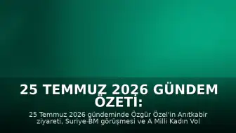 25 Temmuz 2026 Gündem Özeti: Siyaset, Diplomasi ve Spor Dünyasında Öne Çıkanlar