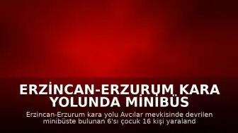 Erzincan-Erzurum kara yolunda minibüs devrildi: 16 yaralı