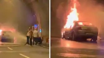 Anadolu Otoyolu'nda Seyir Halindeki Otomobil Tünelde Alev Aldı: Ankara Yönü Trafiğe Kapatıldı