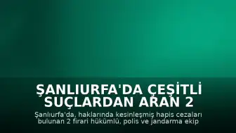 Şanlıurfa'da Çeşitli Suçlardan Aran 2 Firari Hükümlü Yakalandı