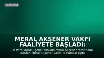 Meral Akşener Vakfı Faaliyete Başladı: 'Bir Şey Değişir, Her Şey Değişir'