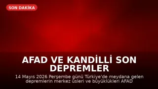 AFAD ve Kandilli Son Depremler Listesi: 14 Mayıs 2026